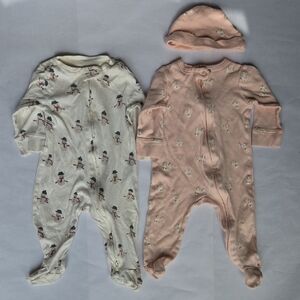 Set of 2 - Tres Beau et Belle Poodle, Little Planet Snowman Footie Bundle